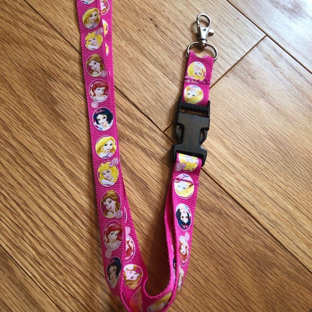 Disney Pink Princess Faces Kids Lanyard with Clip